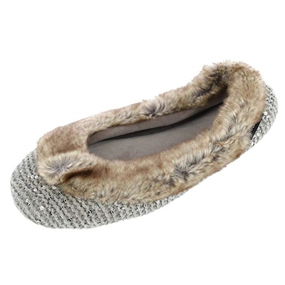 🆕 Isotoner Ballet Flats Knit Lurex Slippers Ballerina Style - Picture 3 of 13